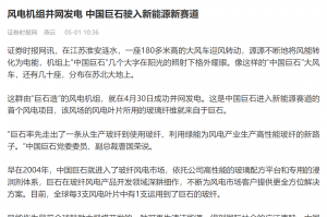 證券時報：風電機組并網發(fā)電 中國巨石駛入新能源新賽道